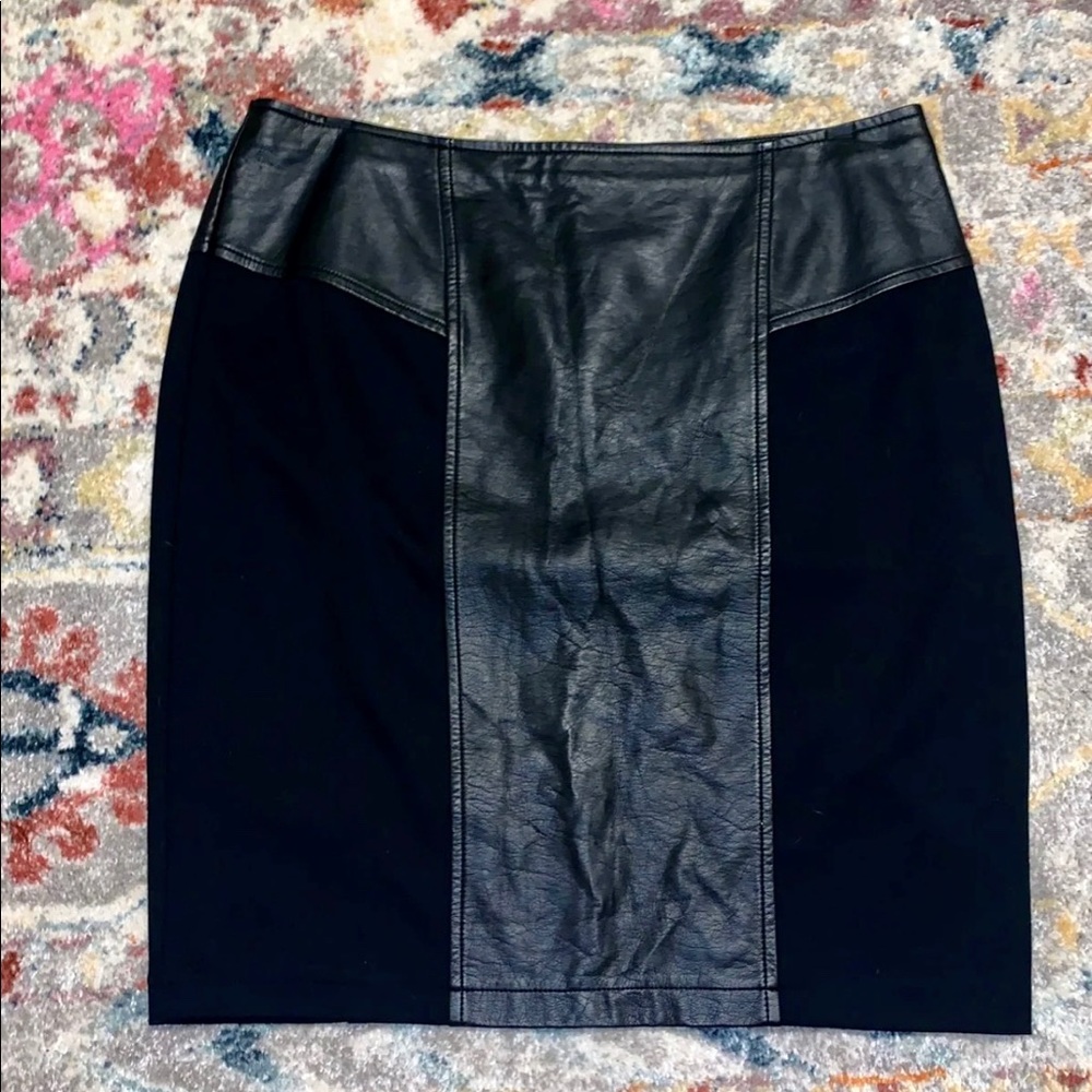 Faux leather black pencil skirt